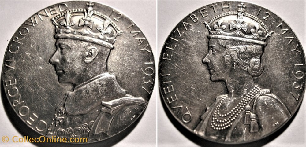 George VI & Elizabeth - 1937 Official Coronation Medal - UK (ex.2) medaille royaume uni george vi elizabeth 1937 official coronation medal uk ex 2