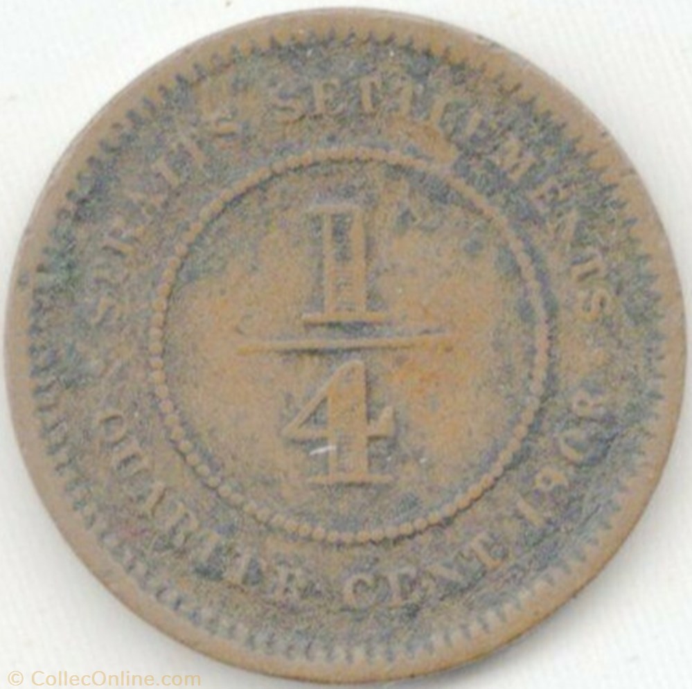 monnaie monde malaisie edward vii 1 4 cent 1908 straits settlements