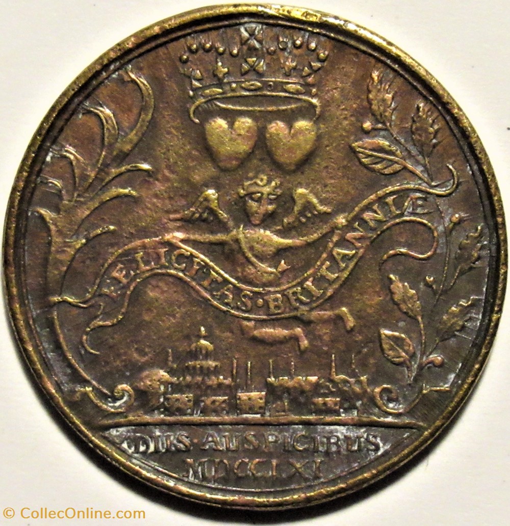 George III & Charlotte - Medallion 1761, Royal Marriage - Great Britain monnaies europe medievale royaume de grande bretagne george iii charlotte medallion 1761 royal marriage great britain