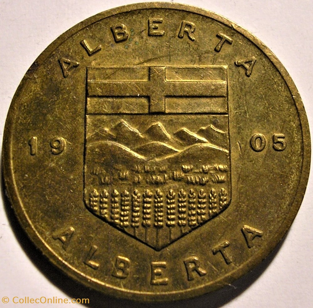 Alberta 1905 - Provincial Arms and Flowers 1965-68, Shell Oil Token 3 monnaie jeton mereaux alberta 1905 provincial arms and flowers 1965 68 shell oil token