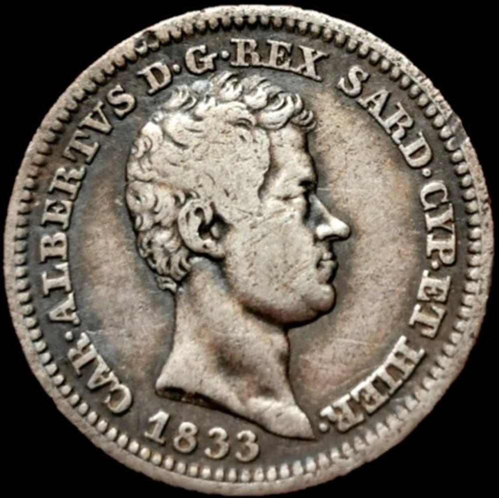 1833 Royaume de Sardaigne - 50 Centesimi, Torino - Carlo Alberto monnaies monde italie 1833 royaume de sardaigne 50 centesimi torino carlo alberto