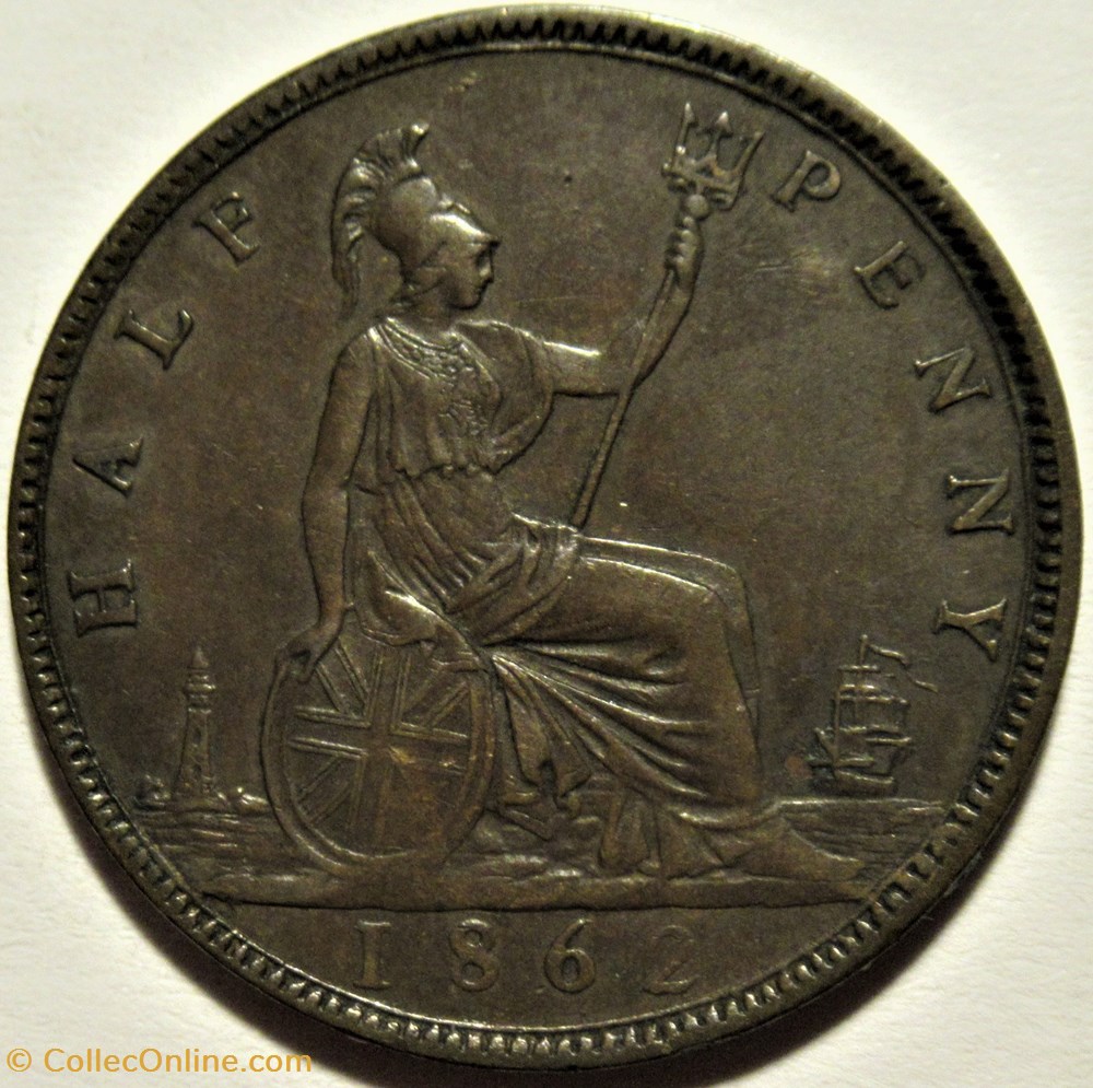 Victoria - Half Penny 1862 - Great Britain 3 monnaies monde royaume uni victoria half penny 1862 great britain