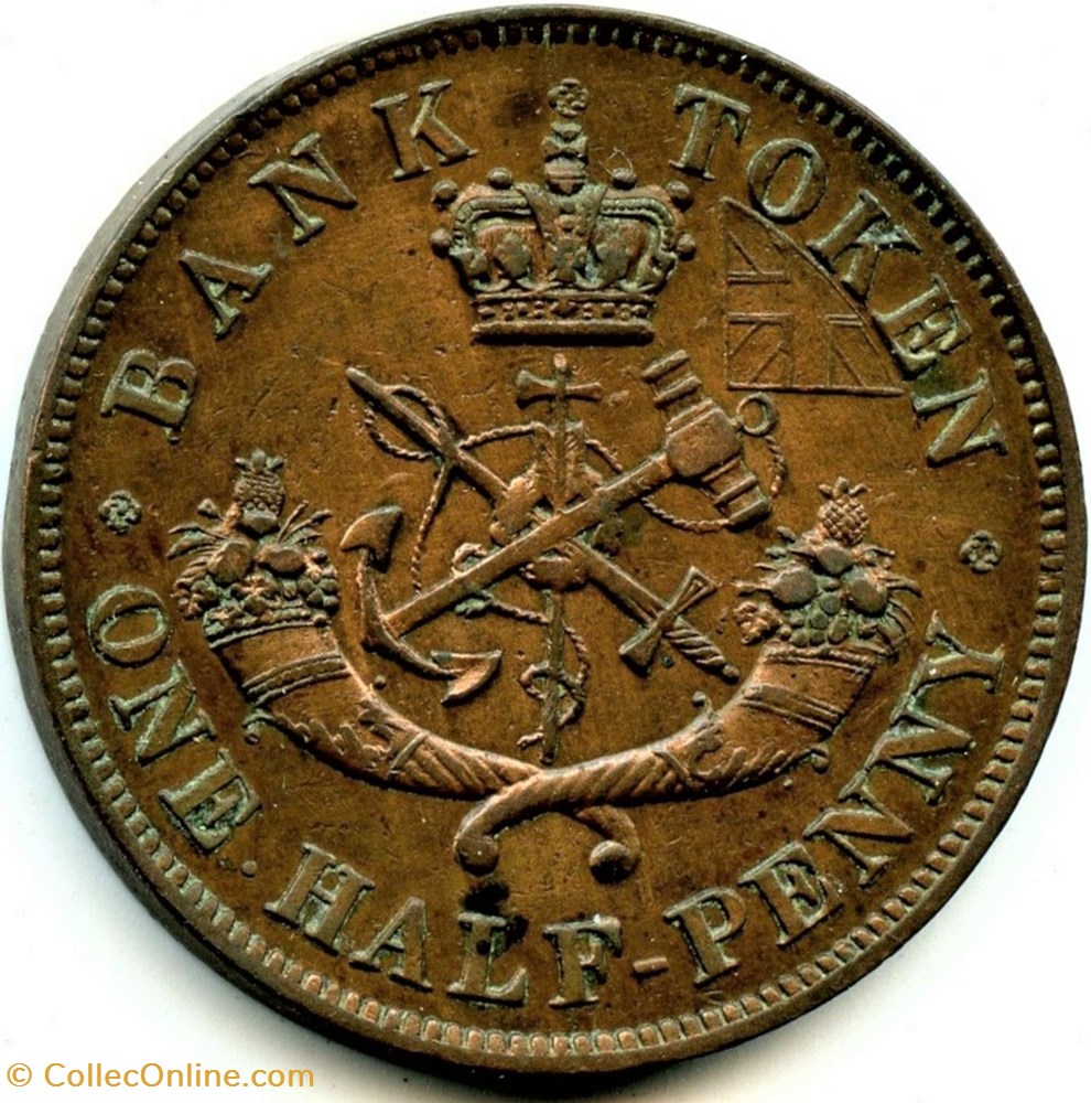 Upper Canada - 1850 HalfPenny Bank Token, St. George 3 monnaie monde canadum upper canada 1850 halfpenny bank token st george