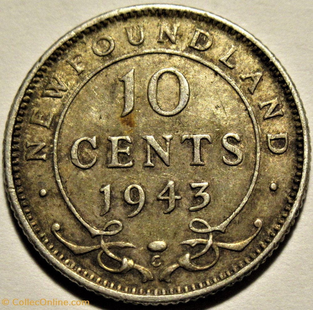 George VI - 10 Cents 1943C Newfoundland 3 monnaies monde canada george vi 10 cents 1943c newfoundland