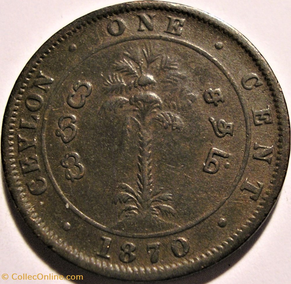 monnaies monde sri lanka victoria one cent 1870 ceylon error
