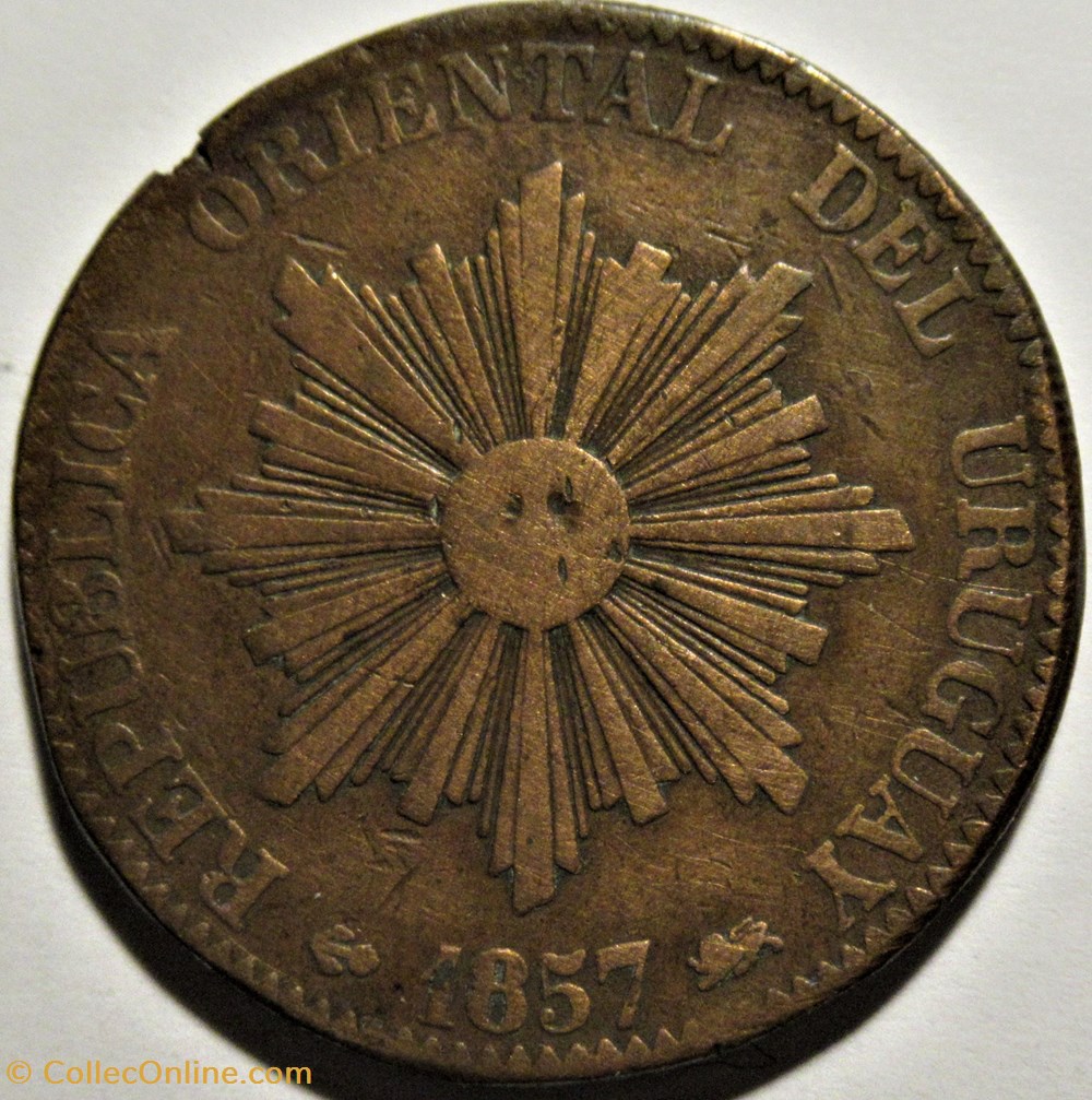 Uruguay - 20 Centésimos 1857 Lyon Mint monnaies monde uruguay 20 centesimos 1857 lyon mint