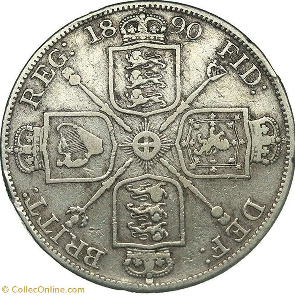 Victoria - Double Florin 1890 - Kingdom of Great Britain monnaies monde royaume uni victoria double florin 1890 kingdom of great britain