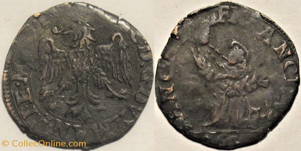 1600 Duchy of Montferrato, Cavalotto with Saint Francis - Francesco IV Gonzaga monnaies europe medievale duche de mantoue 1600 duchy of montferrato cavalotto with saint francis francesco iv gonzaga