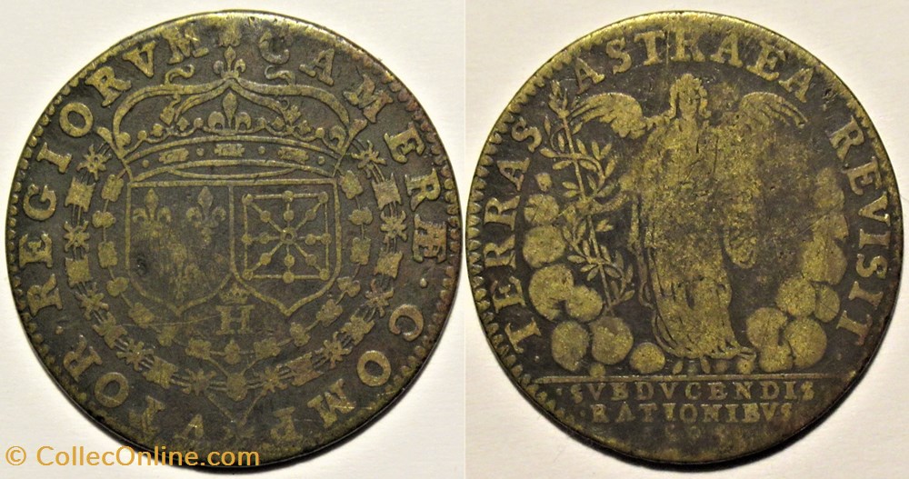 Henri IV, 1596 Jeton - Astrée revient pour voir la terre - Chambre des Comptes monnaies paranumismatique jetons poids henri iv 1596 jeton astree revient pour voir la terre chambre des comptes