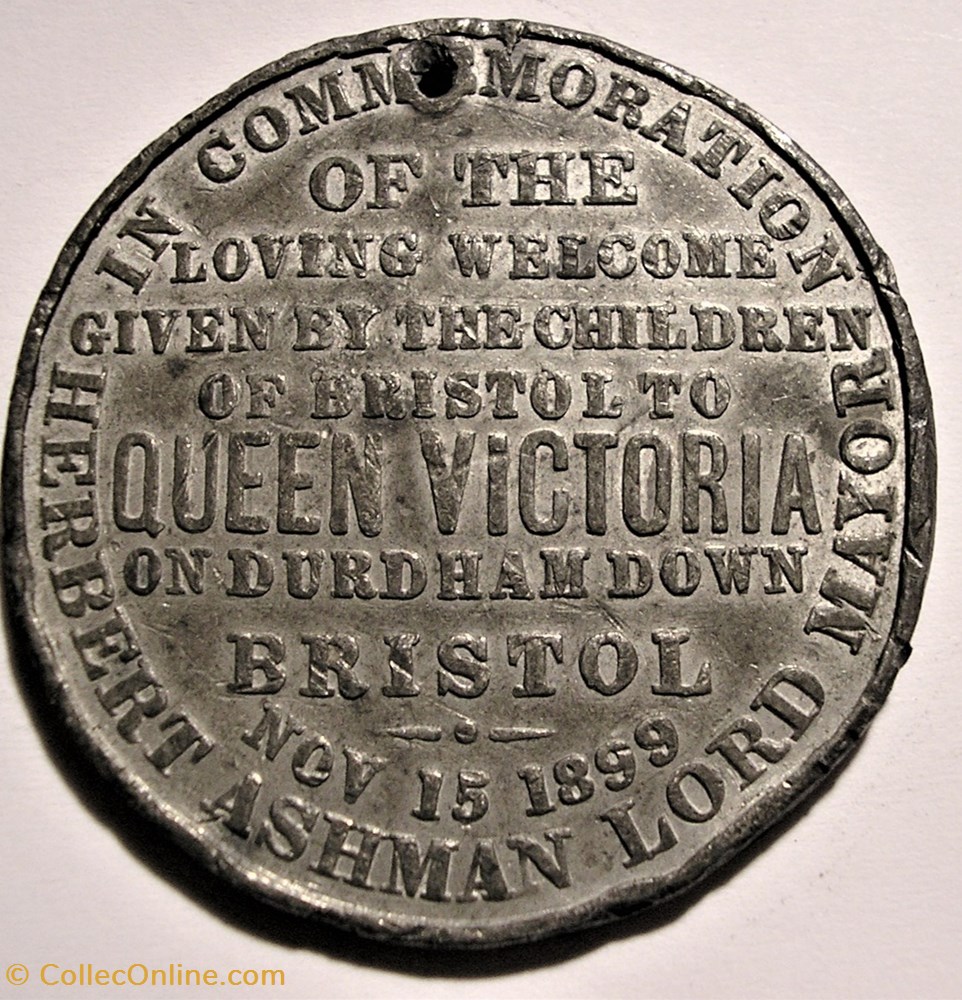 Victoria - Token 1899 Royal visit at Durham Hospital - Bristol, GB 3 monnaie jeton mereaux victoria token 1899 royal visit at durham hospital bristol gb