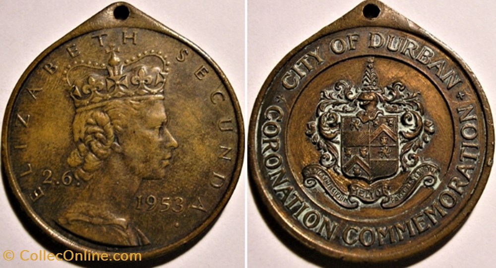 Elizabeth II - Medallion 1953 Coronation - Durban, South Africa medaille canadum elizabeth ii medallion 1953 coronation durban south africa
