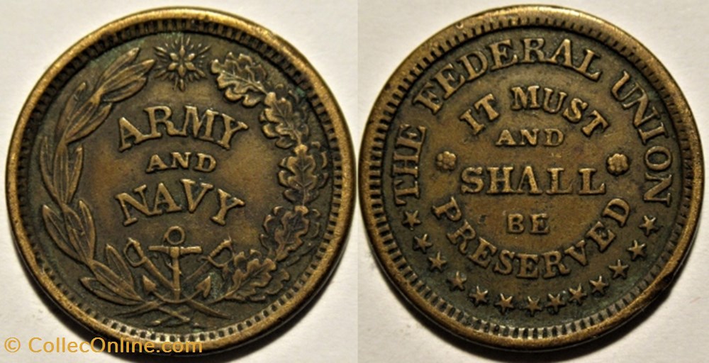 Civil War, Patriotic Token 1863 - The Federal Union monnaies jetons mereaux civil war patriotic token 1863 the federal union