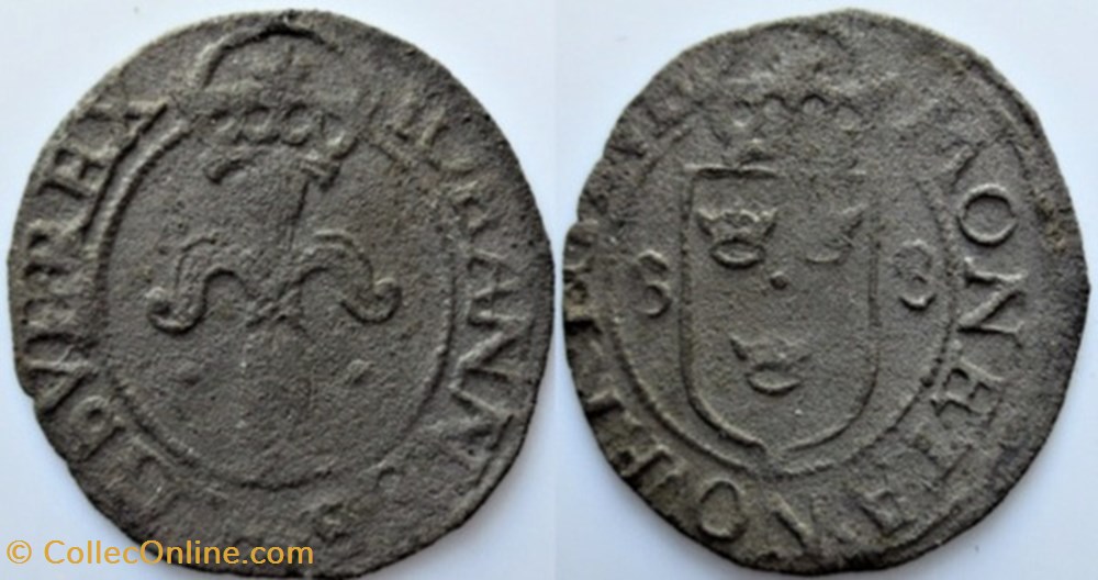 Johan III of Sweden - 1 Fyrk 1588 monnaies europe medievale royaume suede johan iii of sweden 1 fyrk 1588