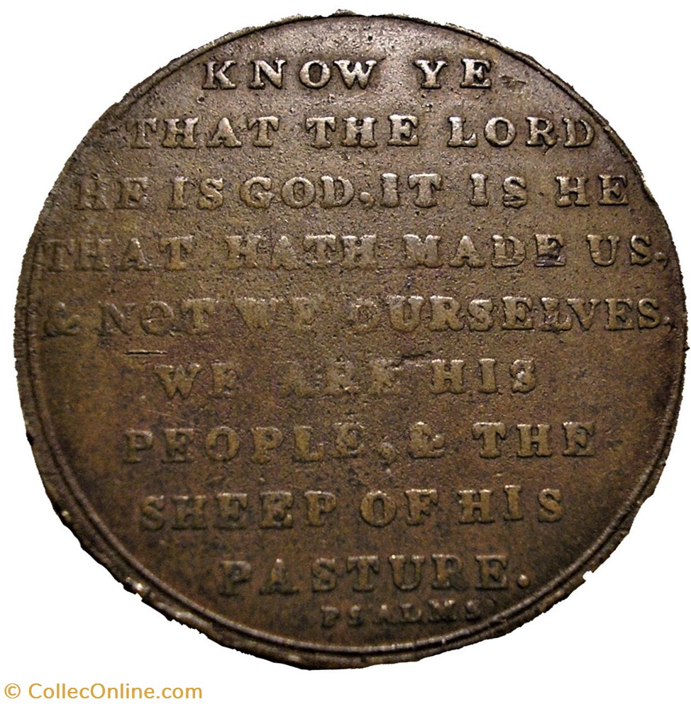 Religious Token - Psalm & Proverb, UK 2 monnaies jetons mereaux religious token psalm proverb uk