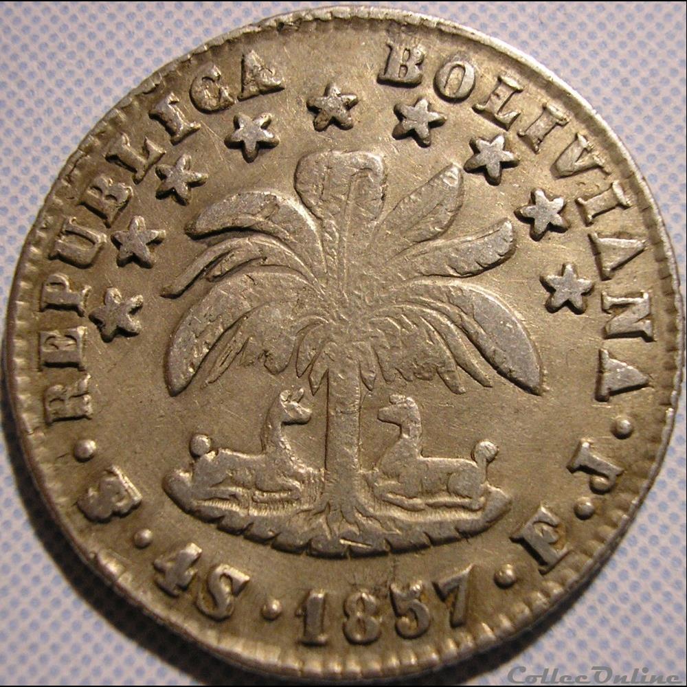 1857 Potosi - 4 Soles monnaie monde bolivie 1857 potosi 4 soles