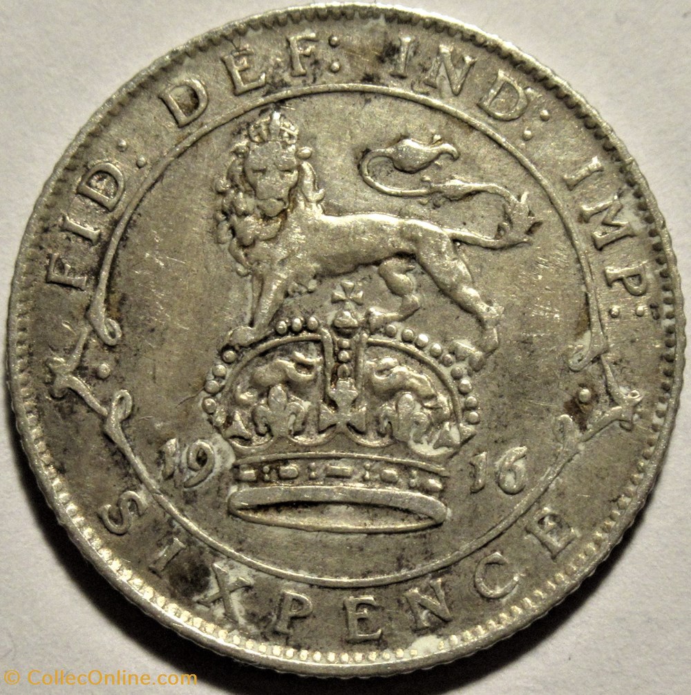 George V - 6 Pence 1916 - Great Britain 3 monnaies monde royaume uni george v 6 pence 1916 great britain