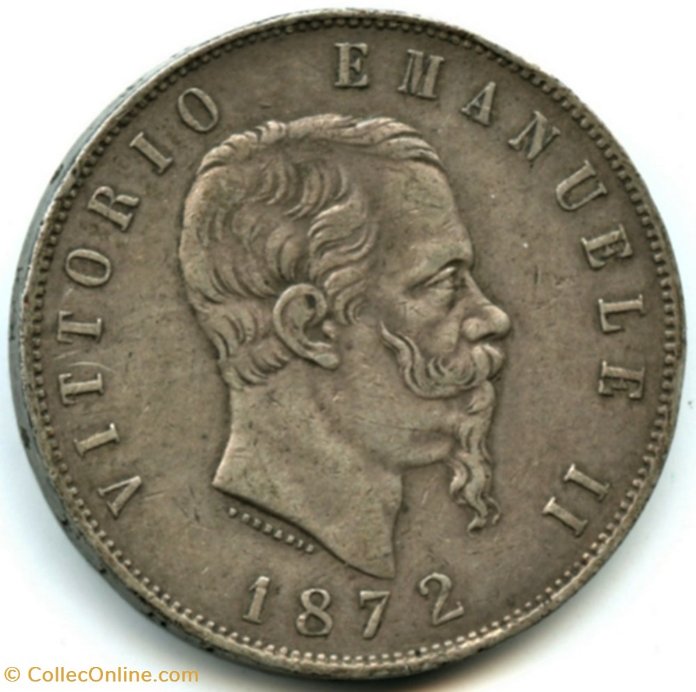 1872 Regno d'Italia - 5 Lire, Milano- Vittorio Emanuele II 2 monnaies monde italie 1872 regno italia 5 lire milano vittorio emanuele ii