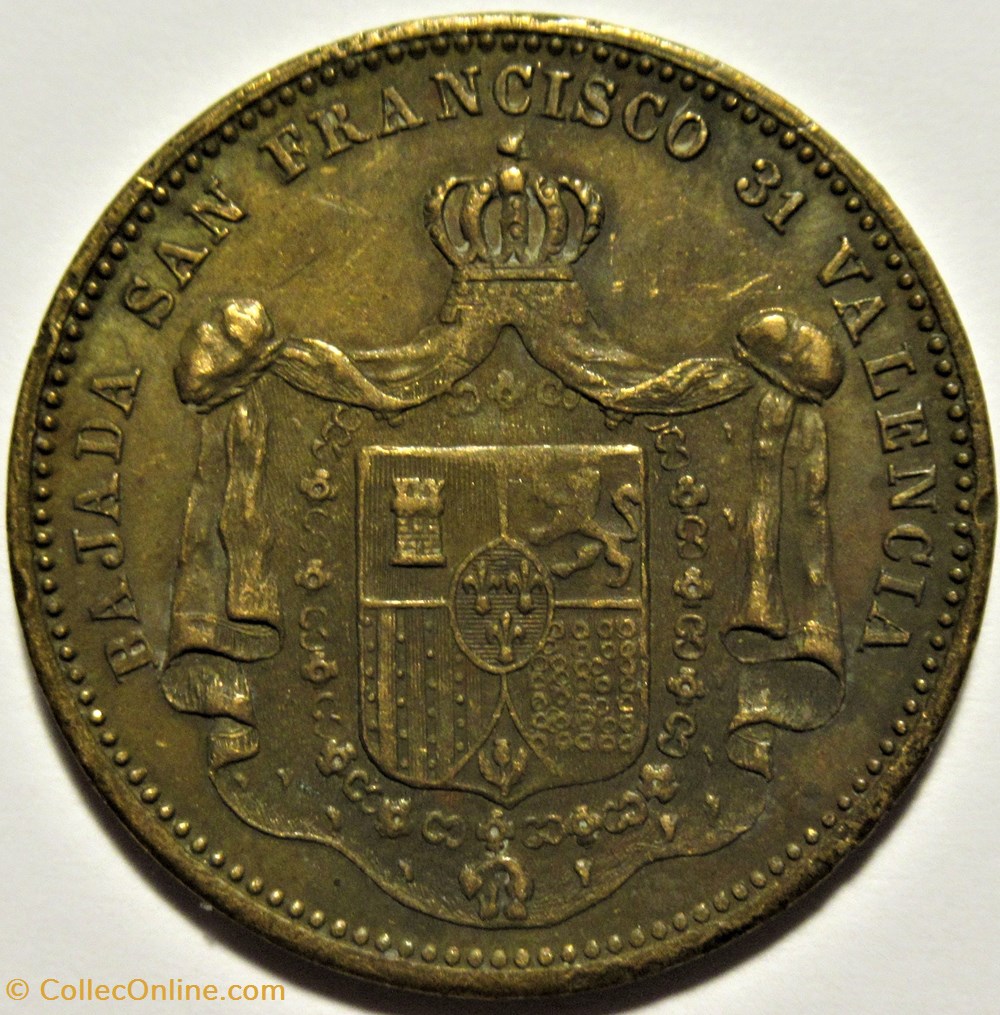c.1888 Valencia, Canto brothers token, desktop objects - Spain 3 monnaies paranumismatique jetons poids c 1888 valencia canto brothers token desktop objects spain