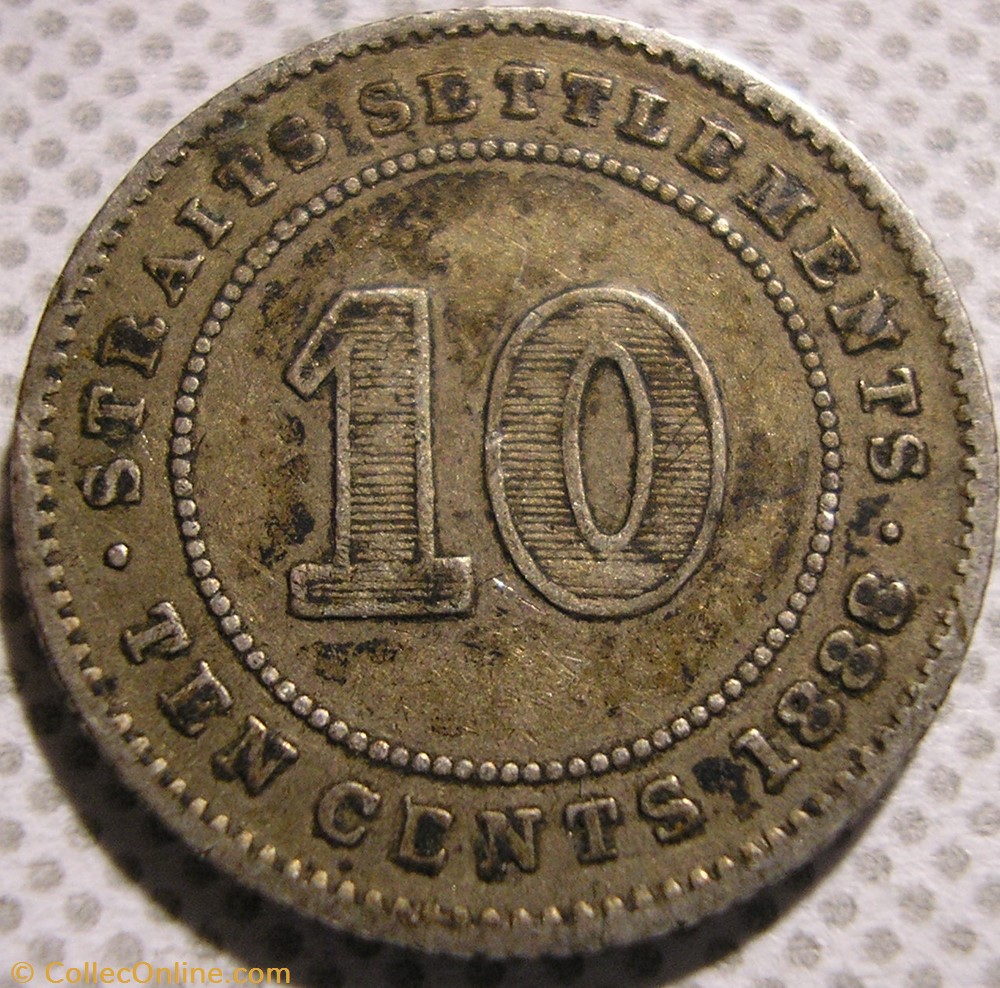 Victoria - 10 Cents 1888 - Straits Settlements, Malaysia monnaie monde malaisie victoria 10 cents 1888 straits settlements malaysia