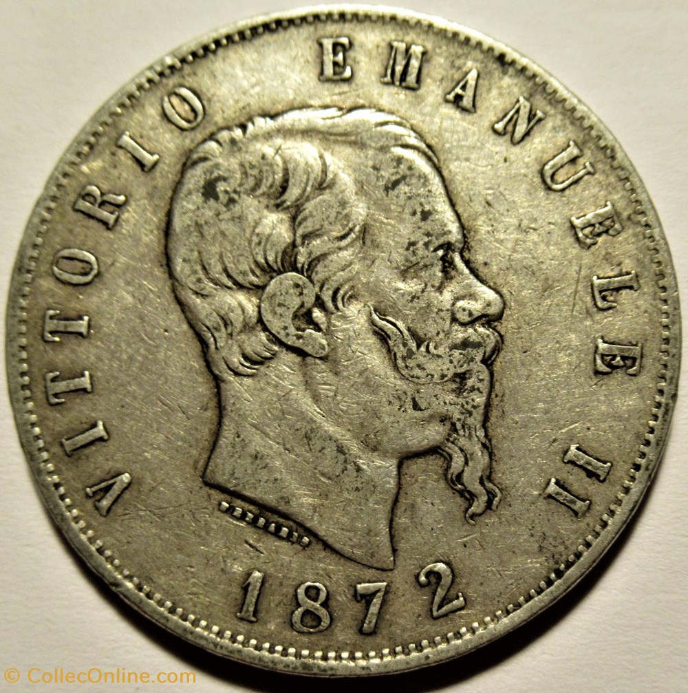 monnaies monde italie 1872 regno italia 5 lire milano vittorio emanuele ii ex 2