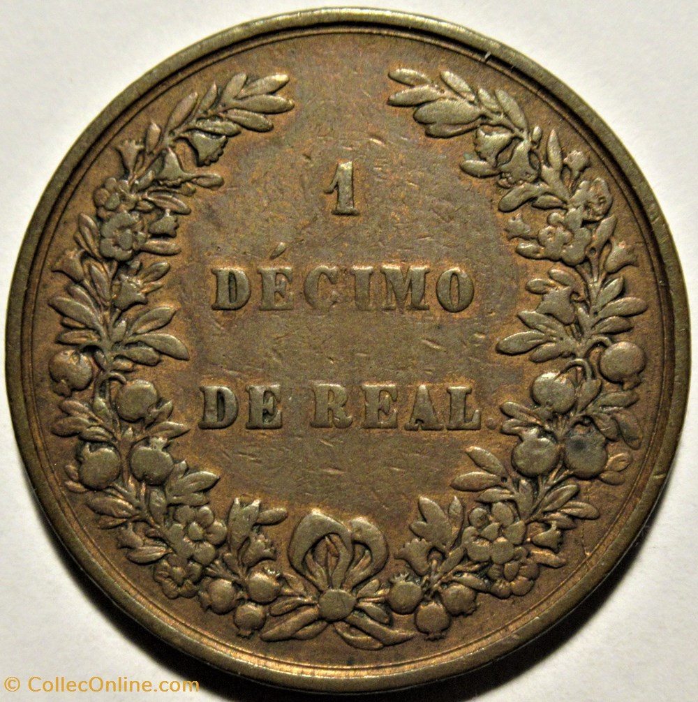 1 Décimo 1847 Bogota - Nueva Granada 3 monnaies monde colombie 1 decimo 1847 bogota nueva granada