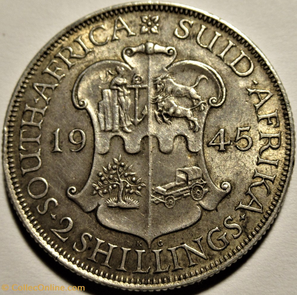 George VI - 2 Shillings 1945 - South Africa 3 monnaies monde afrique du sud george vi 2 shillings 1945 south africa