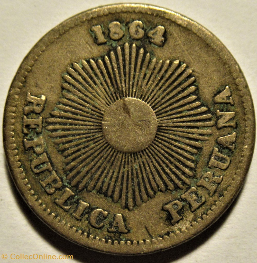 Peru - 1 Centavo 1864, Lima 2 monnaies monde perou peru 1 centavo 1864 lima