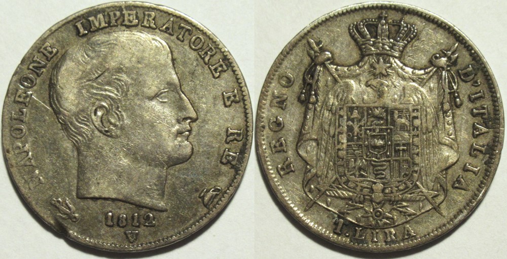 1812 Venezia, Regno d'Italia, 1 Lira - Napoleone I monnaies monde italie 1812 venezia regno italia 1 lira napoleone i