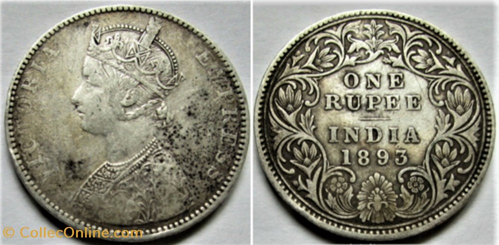 monnaies monde inde victoria one rupee 1893 bombay british india