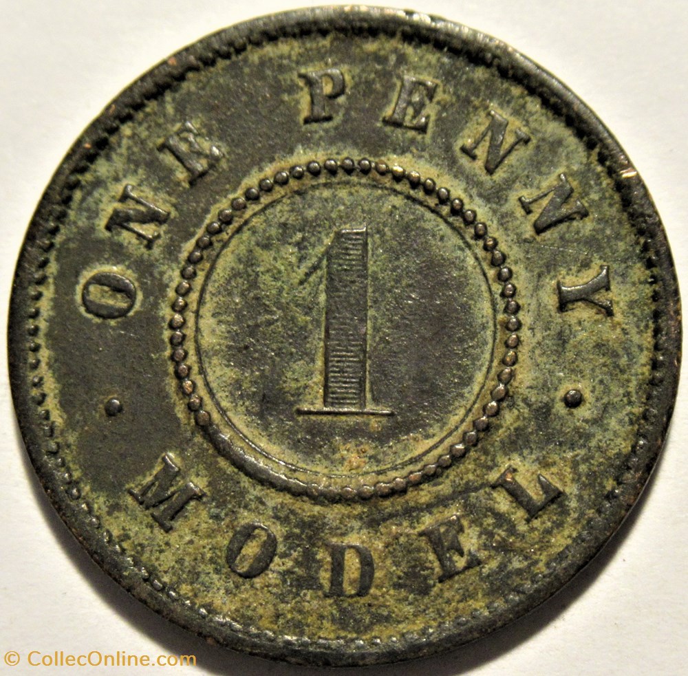 Victoria - Penny Model 1844 Token 3 monnaies jetons mereaux victoria penny model 1844 token