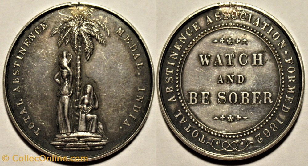 British India, Soldiers Total Abstinence Association Medal 1862 monnaies colonies britanniques british india soldiers total abstinence association medal 1862