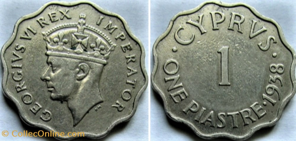 monnaies monde chypre george vi one piastre 1938 cyprus ex 2
