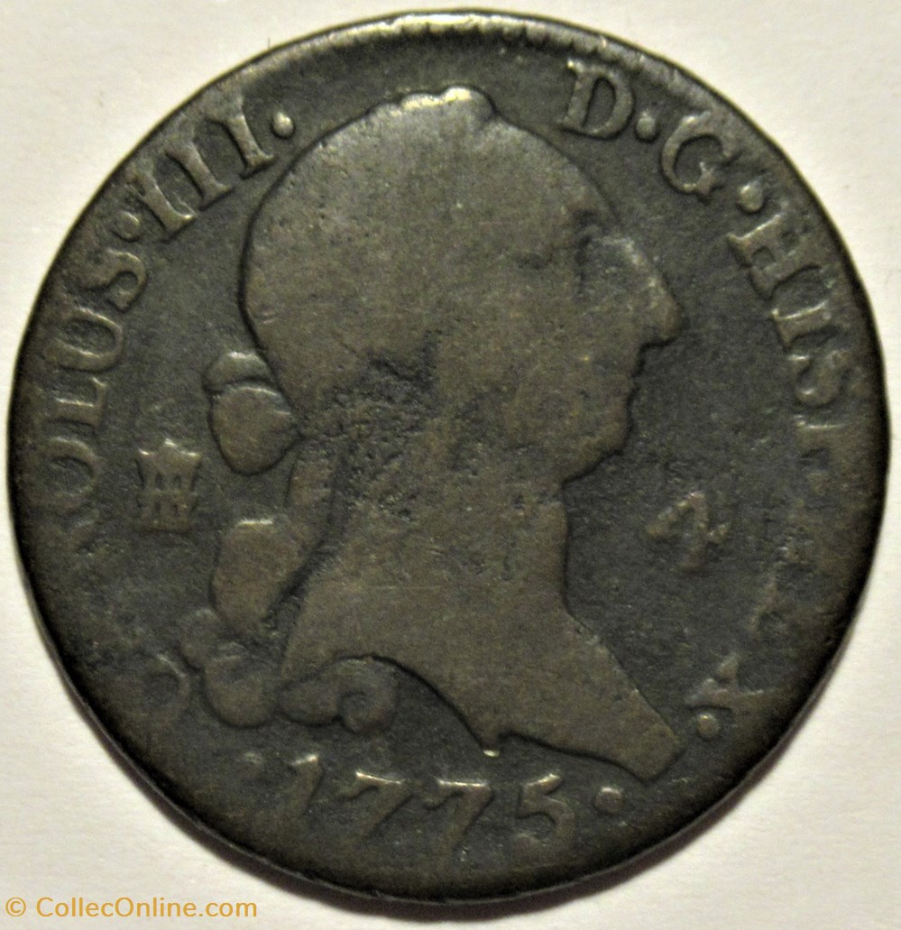 monnaies europe medievale royaume espagne 1775 4 maravedis segovia carlos iii de espana