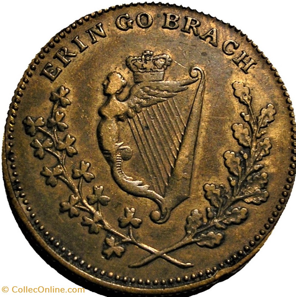 1830'-1840's Farthing/Token, Daniel O'Connell, Ireland monnaie jeton mereaux 183 184s farthing token daniel connell ireland