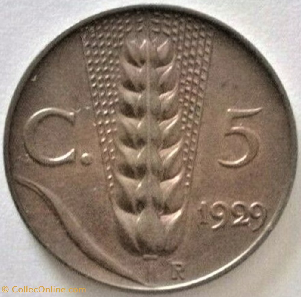 monnaies monde italie 1929 regno italia 5 centesimi roma vittorio emanuele iii