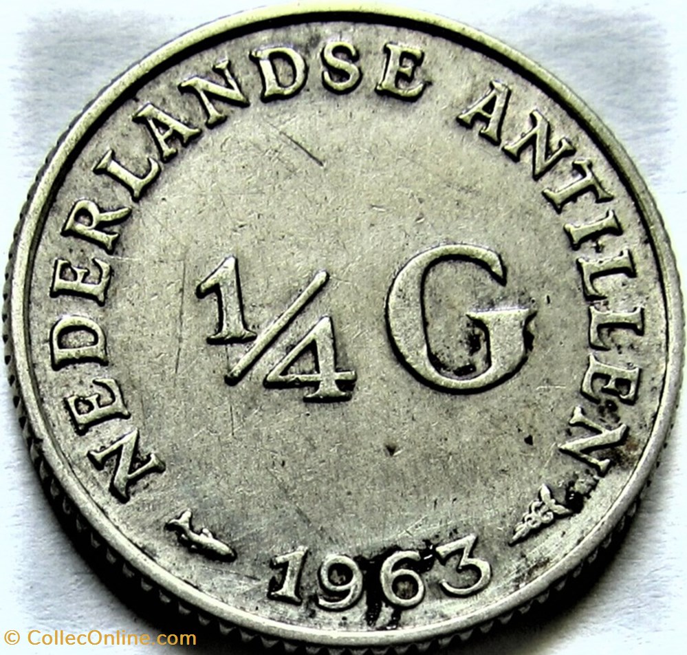 Juliana of Netherlands - ¼ Gulden 1963 Nederlandse Antillen, Curaçao 3 monnaies colonies neerlandaises juliana of netherlands gulden 1963 nederlandse antillen curacao