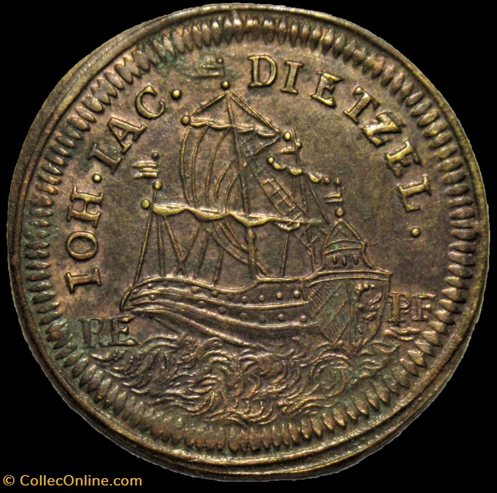 Louis XV - c.1735, Rechenpfennig par J.J. Dietzel monnaies paranumismatique jetons poids louis xv c 1735 rechenpfennig par j j dietzel