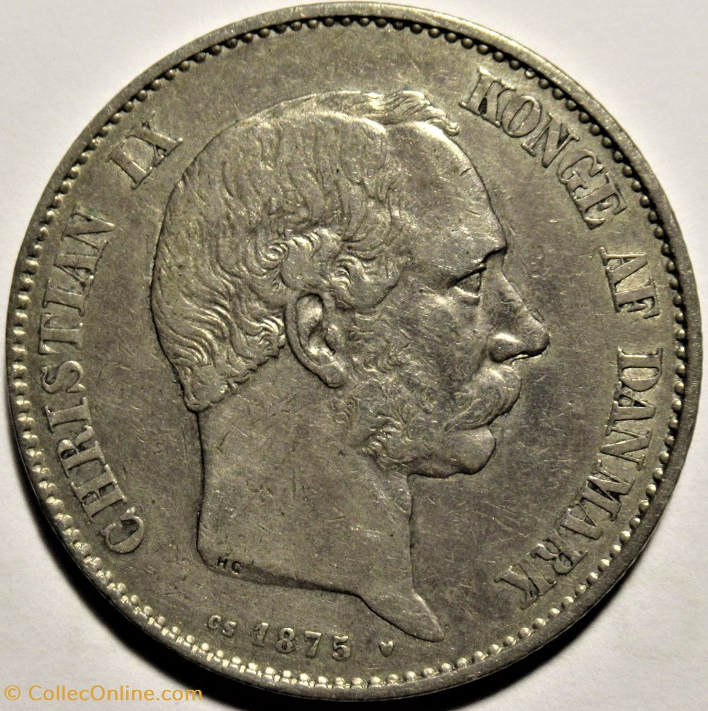 Christian IX Denmark - 2 Kroner 1875 monnaies monde danemark christian ix denmark 2 kroner 1875