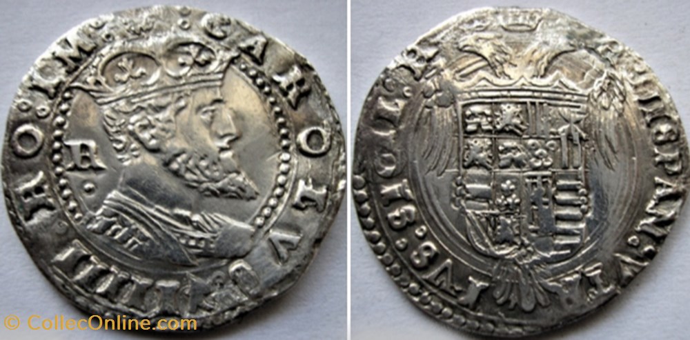 ca.1528 Royaume de Naples, 1 Tari - Charles Quint d'Espagne monnaies europe medievale ca 1528 royaume de naples 1 tari charles quint espagne
