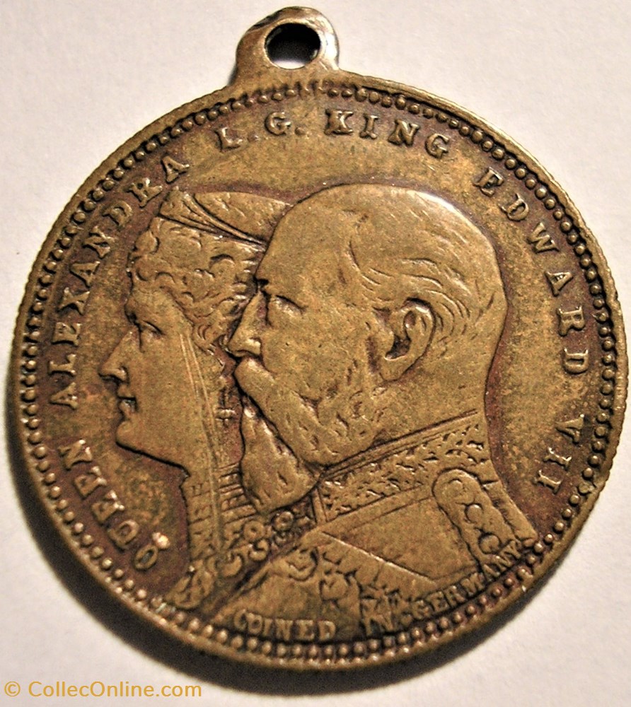 Edward VII & Alexandra - Medalet, the Crowning at Westminster in 1902 UK 2 monnaie jeton mereaux edward vii alexandra medalet the crowning at westminster in 1902 uk