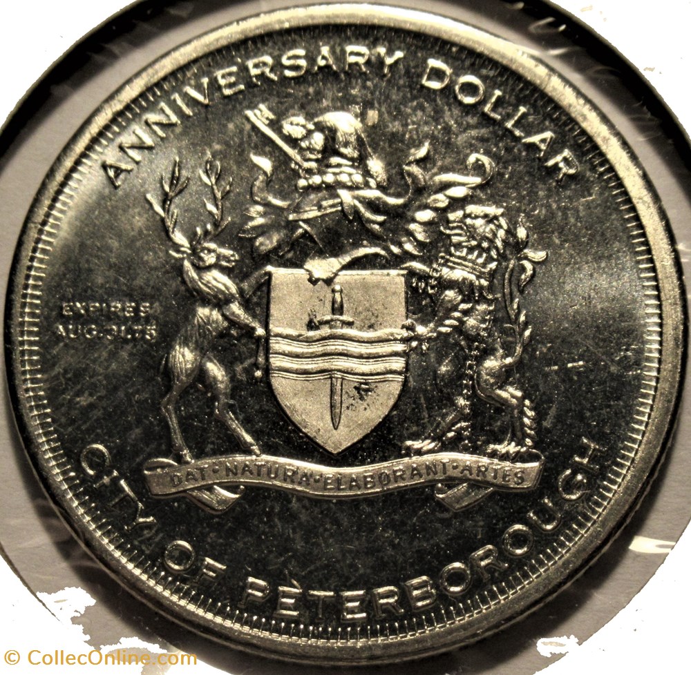 Peterborough City, Anniversary Dollar 1925-1975 2 monnaies jetons mereaux peterborough city anniversary dollar 1925 1975