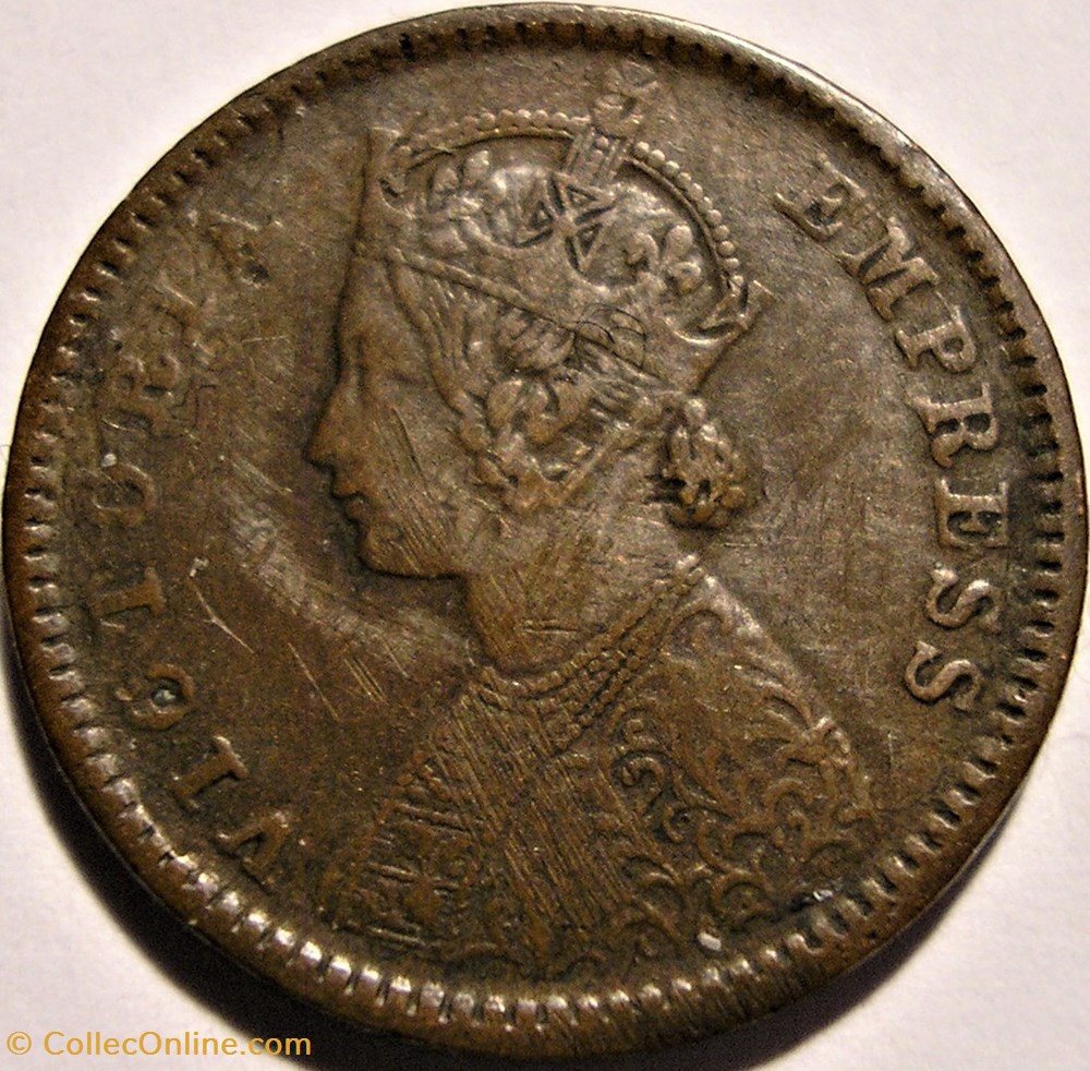 Victoria - 1/12 Anna 1877 Calcutta - British India monnaie monde inde victoria 1 12 anna 1877 calcutta british india