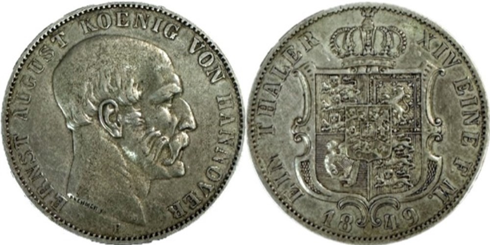 Ernest August I - 1 Thaler 1849 - Kingdom of Hannover monnaies monde allemagne ernest august i 1 thaler 1849 kingdom of hannover