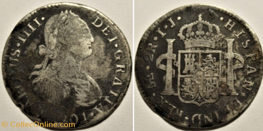 Peru - 2 Reales 1801 Lima - Carlos IV de España monnaies monde perou peru 2 reales 1801 lima carlos iv de espana