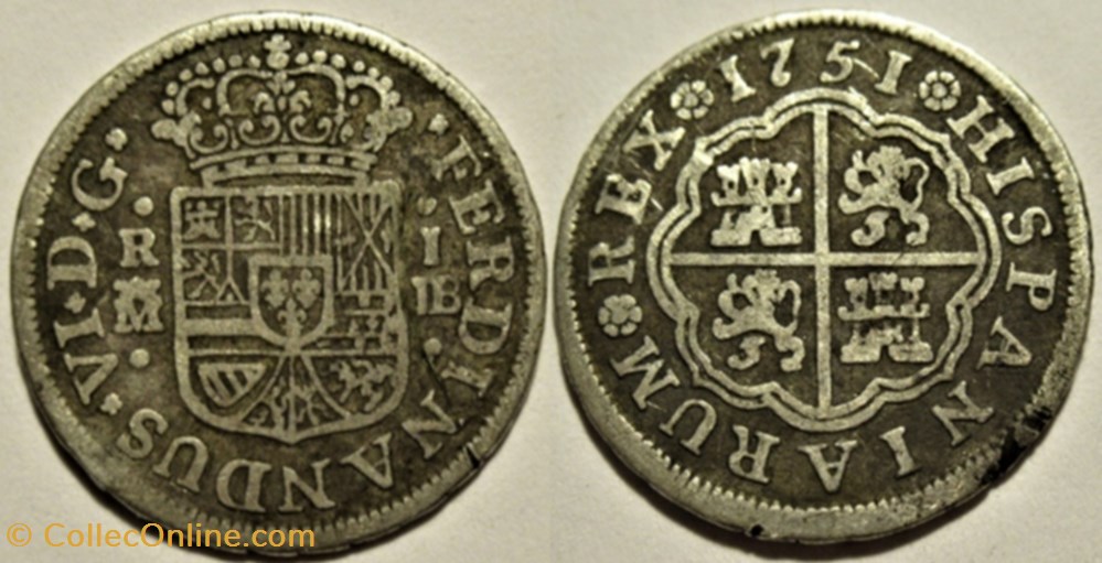 monnaies europe medievale royaume espagne 1751 madrid 1 real ferdinando vi de espana