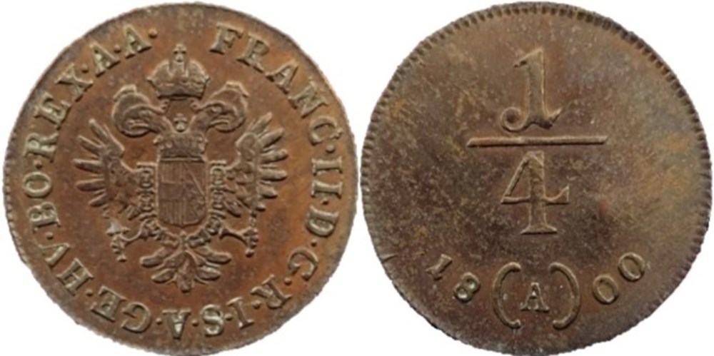 Franz I - 1/4 Kreuzer 1800, Wien - Austrian Empire (2ex) monnaies monde autriche franz i 1 4 kreuzer 1800 wien austrian empire 2ex