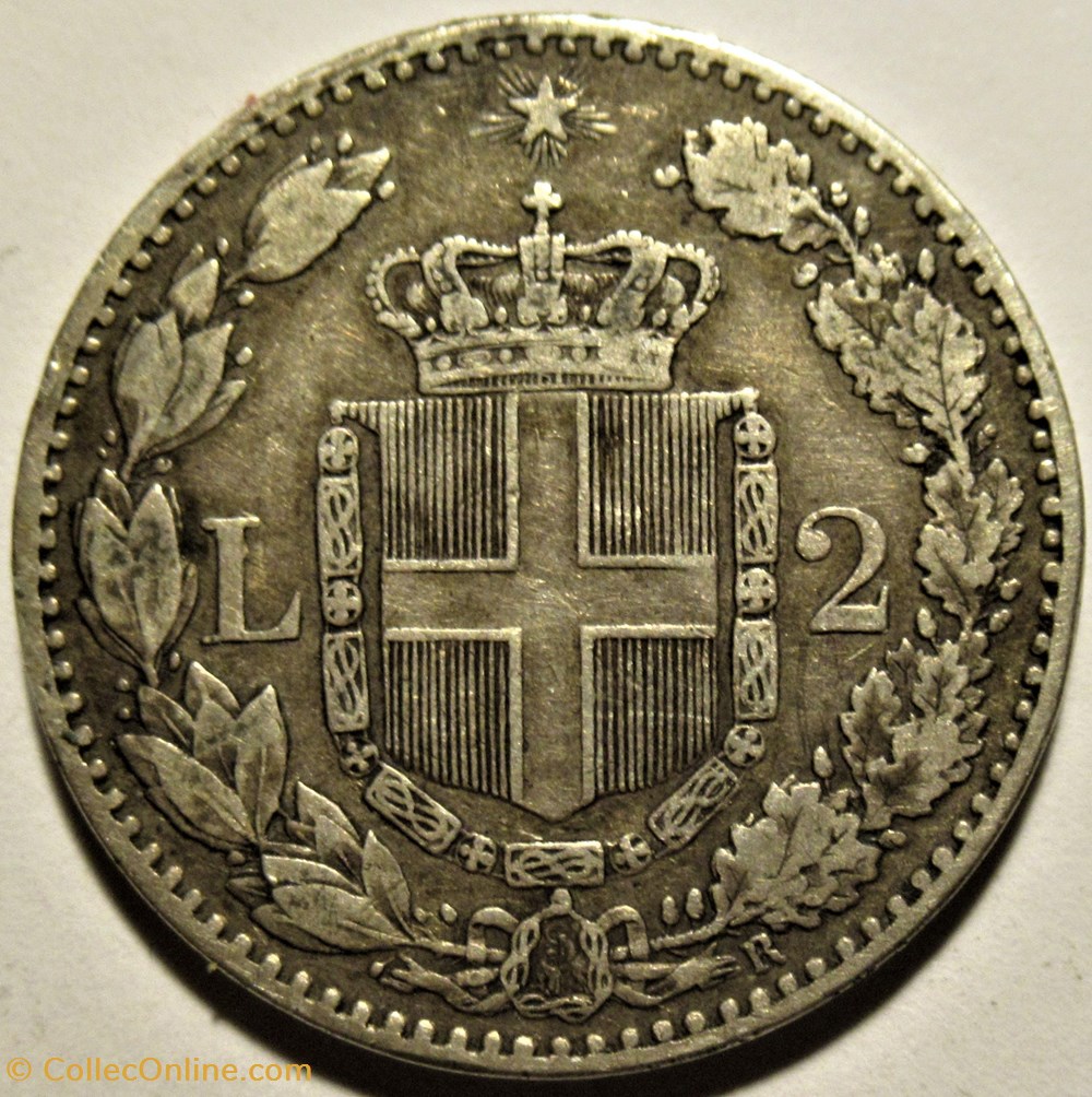 1884 Regno d'Italia, 2 Lire, Roma - Umberto I (ex.2) 3 monnaies monde italie 1884 regno italia 2 lire roma umberto i ex 2