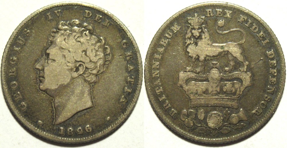 George IV - 1 Shilling 1826-2 - Great Britain (Overdate) - Coins