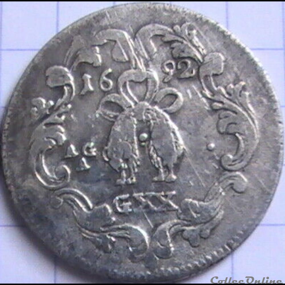 1692 Royaume de Naples 1 Tari / 20 Grana - Carlos II d'Espagne monnaies europe medievale 1692 royaume de naples 1 tari 20 grana carlos ii espagne