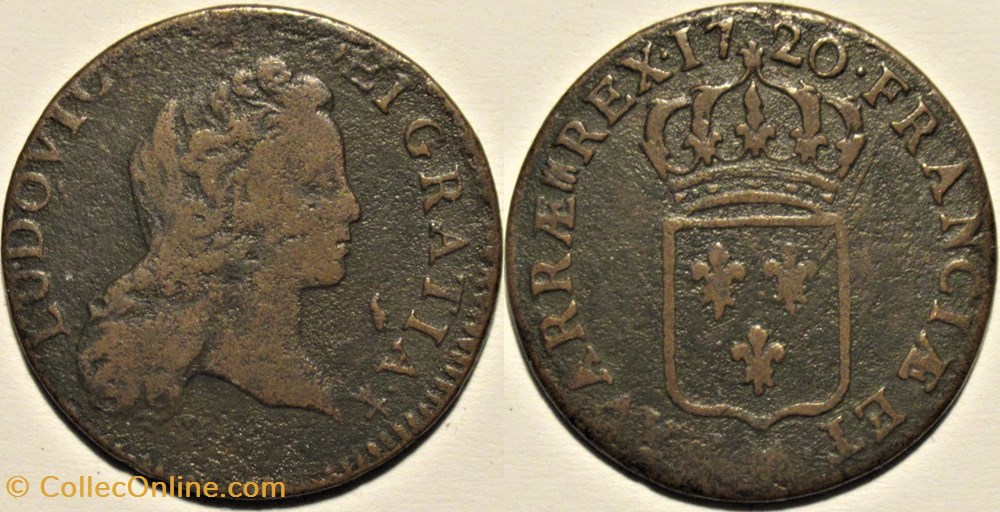 monnaies europe medievale a france royales louis xv demi sol de 6 deniers 1720 metz